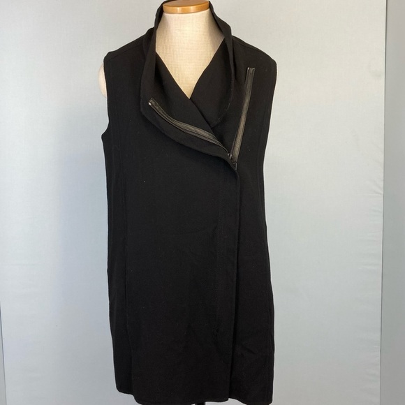 Vince Jackets & Blazers - Vince Leather-Trim Asymmetric Wool Vest